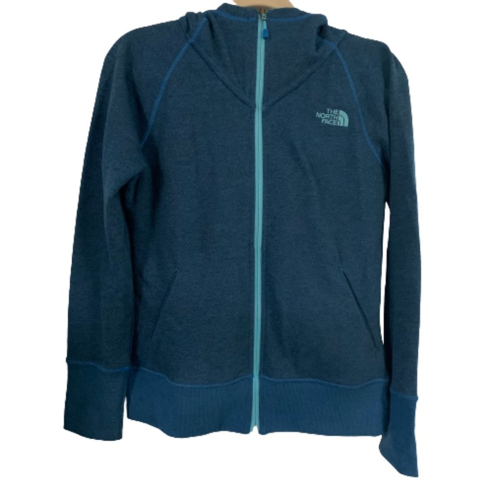 The North Face Small Blue Hooded Full Zip Women's Soft Terry Cloth Jacket EUC